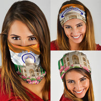 India Flag Peacock Neck Gaiter Vibrant Cultural Indian Taj Mahal Lotus