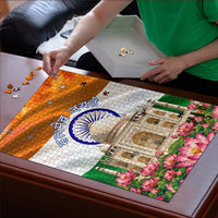 India Flag Peacock Puzzle Vibrant Cultural Indian Taj Mahal Lotus