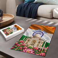 India Flag Peacock Puzzle Vibrant Cultural Indian Taj Mahal Lotus