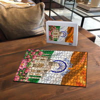 India Flag Peacock Puzzle Vibrant Cultural Indian Taj Mahal Lotus