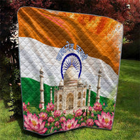 India Flag Peacock Quilt Vibrant Cultural Indian Taj Mahal Lotus