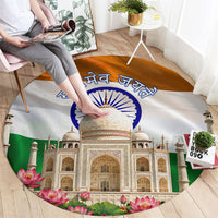 India Flag Peacock Round Carpet Vibrant Cultural Indian Taj Mahal Lotus
