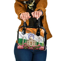 India Flag Peacock Shoulder Handbag Vibrant Cultural Indian Taj Mahal Lotus