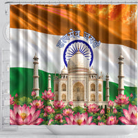 India Flag Peacock Shower Curtain Vibrant Cultural Indian Taj Mahal Lotus