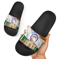 India Flag Peacock Slide Sandals Vibrant Cultural Indian Taj Mahal Lotus