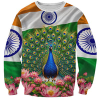 India Flag Peacock Sweatshirt Vibrant Cultural Indian Taj Mahal Lotus