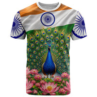 India Flag Peacock T Shirt Vibrant Cultural Indian Taj Mahal Lotus