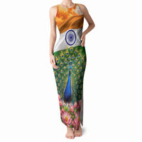 India Flag Peacock Tank Maxi Dress Vibrant Cultural Indian Taj Mahal Lotus