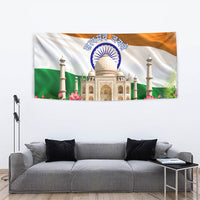 India Flag Peacock Tapestry Vibrant Cultural Indian Taj Mahal Lotus
