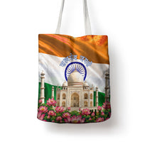 India Flag Peacock Tote Bag Vibrant Cultural Indian Taj Mahal Lotus
