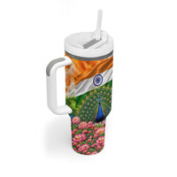 India Flag Peacock Tumbler With Handle Vibrant Cultural Indian Taj Mahal Lotus