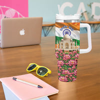 India Flag Peacock Tumbler With Handle Vibrant Cultural Indian Taj Mahal Lotus