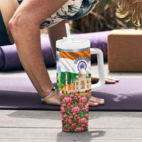 India Flag Peacock Tumbler With Handle Vibrant Cultural Indian Taj Mahal Lotus