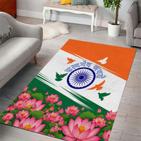 India Flag Area Rug Jet Flypast Ashoka Chakra Lotus Vibrant Patriotic Tricolor