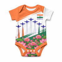 India Flag Baby Onesie Jet Flypast Ashoka Chakra Lotus Vibrant Patriotic Tricolor