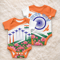 India Flag Baby Onesie Jet Flypast Ashoka Chakra Lotus Vibrant Patriotic Tricolor