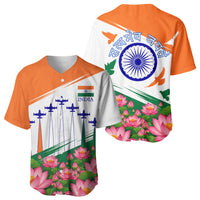 India Flag Baseball Jersey Jet Flypast Ashoka Chakra Lotus Vibrant Patriotic Tricolor