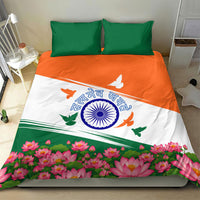 India Flag Bedding Set Jet Flypast Ashoka Chakra Lotus Vibrant Patriotic Tricolor