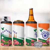 India Flag 4 in 1 Can Cooler Tumbler Jet Flypast Ashoka Chakra Lotus Vibrant Patriotic Tricolor