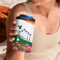 India Flag 4 in 1 Can Cooler Tumbler Jet Flypast Ashoka Chakra Lotus Vibrant Patriotic Tricolor