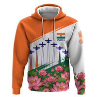 India Flag Hoodie Jet Flypast Ashoka Chakra Lotus Vibrant Patriotic Tricolor