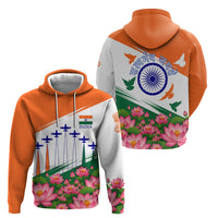 India Flag Hoodie Jet Flypast Ashoka Chakra Lotus Vibrant Patriotic Tricolor