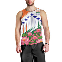 India Flag Men Tank Top Jet Flypast Ashoka Chakra Lotus Vibrant Patriotic Tricolor
