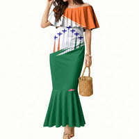 India Flag Mermaid Dress Jet Flypast Ashoka Chakra Lotus Vibrant Patriotic Tricolor