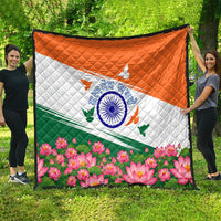 India Flag Quilt Jet Flypast Ashoka Chakra Lotus Vibrant Patriotic Tricolor