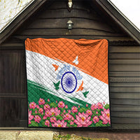 India Flag Quilt Jet Flypast Ashoka Chakra Lotus Vibrant Patriotic Tricolor