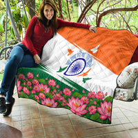 India Flag Quilt Jet Flypast Ashoka Chakra Lotus Vibrant Patriotic Tricolor