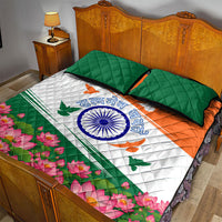 India Flag Quilt Bed Set Jet Flypast Ashoka Chakra Lotus Vibrant Patriotic Tricolor