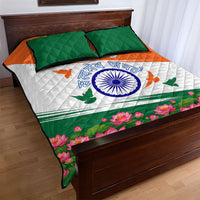 India Flag Quilt Bed Set Jet Flypast Ashoka Chakra Lotus Vibrant Patriotic Tricolor