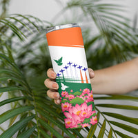 India Flag Skinny Tumbler Jet Flypast Ashoka Chakra Lotus Vibrant Patriotic Tricolor