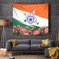India Flag Tapestry Jet Flypast Ashoka Chakra Lotus Vibrant Patriotic Tricolor