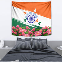India Flag Tapestry Jet Flypast Ashoka Chakra Lotus Vibrant Patriotic Tricolor