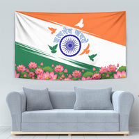 India Flag Tapestry Jet Flypast Ashoka Chakra Lotus Vibrant Patriotic Tricolor