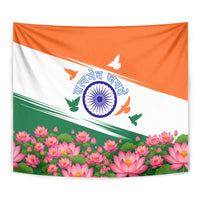 India Flag Tapestry Jet Flypast Ashoka Chakra Lotus Vibrant Patriotic Tricolor