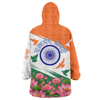 India Flag Wearable Blanket Hoodie Jet Flypast Ashoka Chakra Lotus Vibrant Patriotic Tricolor