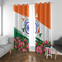 India Flag Window Curtain Jet Flypast Ashoka Chakra Lotus Vibrant Patriotic Tricolor