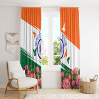 India Flag Window Curtain Jet Flypast Ashoka Chakra Lotus Vibrant Patriotic Tricolor