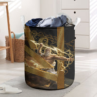 Zeus Greek Mythology King Of Gods Laundry Basket Gold Meander Pattern Lightning Bolt Mythological