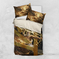 Zeus Greek Mythology King Of Gods Bedding Set Gold Meander Pattern Lightning Bolt Mythological