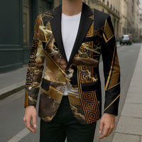 Zeus Greek Mythology King Of Gods Blazer Gold Meander Pattern Lightning Bolt Mythological