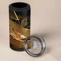 Zeus Greek Mythology King Of Gods 4 in 1 Can Cooler Tumbler Gold Meander Pattern Lightning Bolt Mythological