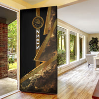 Zeus Greek Mythology King Of Gods Door Cover Gold Meander Pattern Lightning Bolt Mythological