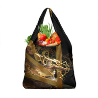 Zeus Greek Mythology King Of Gods Grocery Bag Gold Meander Pattern Lightning Bolt Mythological