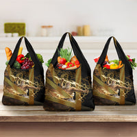Zeus Greek Mythology King Of Gods Grocery Bag Gold Meander Pattern Lightning Bolt Mythological