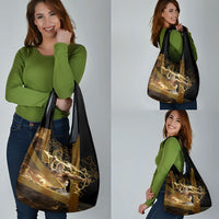 Zeus Greek Mythology King Of Gods Grocery Bag Gold Meander Pattern Lightning Bolt Mythological