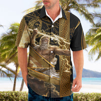 Zeus Greek Mythology King Of Gods Hawaiian Shirt Gold Meander Pattern Lightning Bolt Mythological